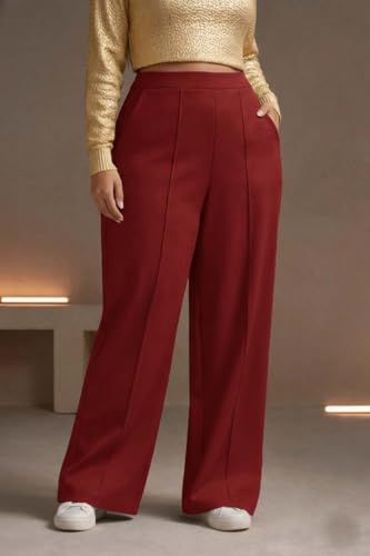 Image of KOTTY Women's Plus Size High Waist Wide Leg Pants for Stylish Comfort and Confident Casual /Stylish Wear