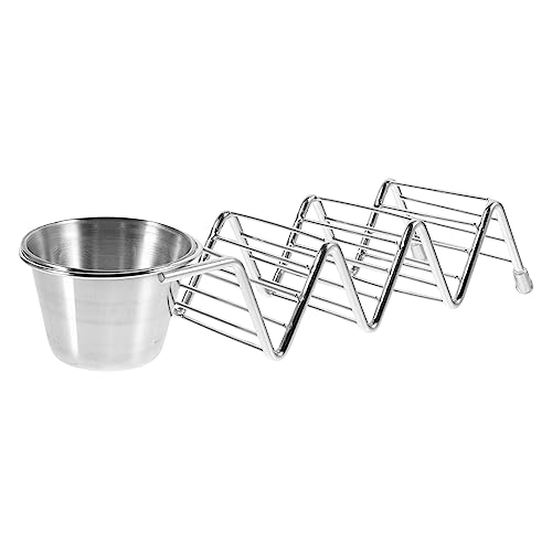 FUNOMOCYA Mexican Taco Serving Tray Sauce Cup Taco Holder Plate Easy to Load Burritos Tortillas