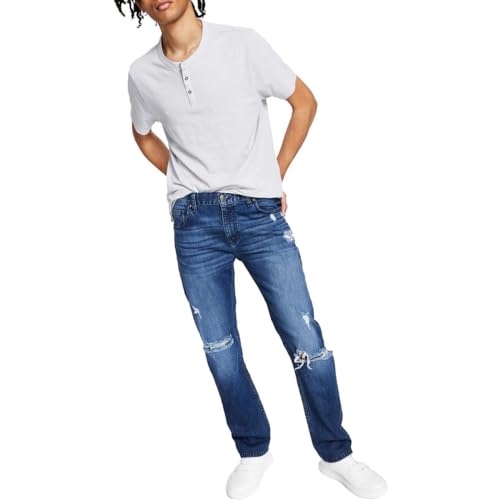 Cufflinks Inc. INC Mens Denim Destroyed Straight Leg Jeans Blue 36, Medium Wash