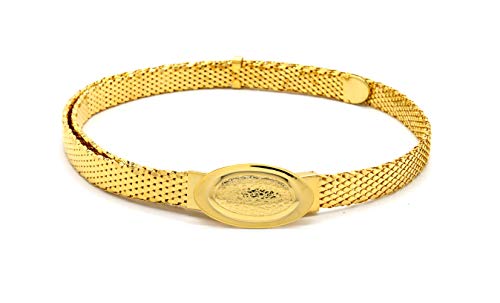 MARSHAL METAL Fashion Belt High Polished Gold Plated Mesh Skinny Belt 0.55" (14 mm) size 22”—32”2