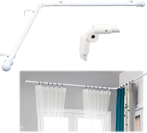 Bay Window Curtain Poles - L-shaped Curved, 76-345 cm, 2.5 cm Diameter ...
