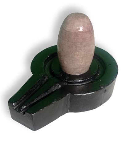 Image of Narmadeshwar Narmada Stone Shivling, Natural Kailashadhipati Shivling & Jaladhari, Kamalhasth. (2inch Shivling & 4inch Plate Jaladhari)