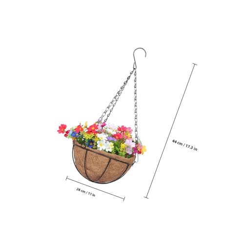 Cesta colgante de hierro artificiales flores para decoración exterior casa 3