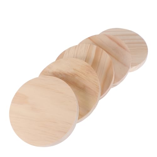 COHEALI DIY Wooden Board Ornaments 5pcs Round Craft DIY Material Set Wooden Crafts