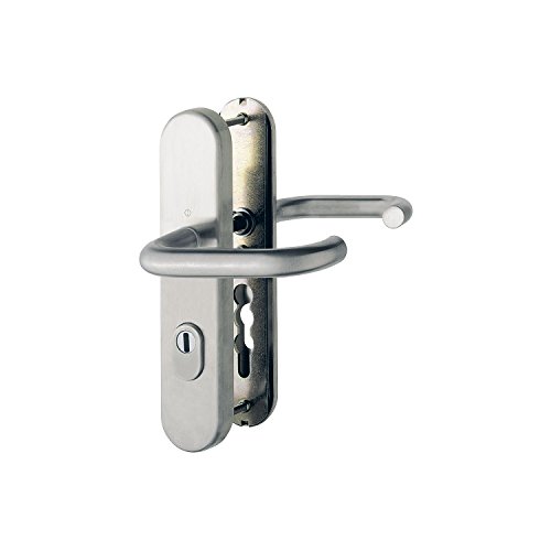 Preisvergleich Produktbild HOPPE Sicherheits-Drückergarnitur für Haustüren / Modell: Paris / Entfernung 92 mm / mit Kernziehschutz / Edelstahl matt / 1 Stück / 3990003