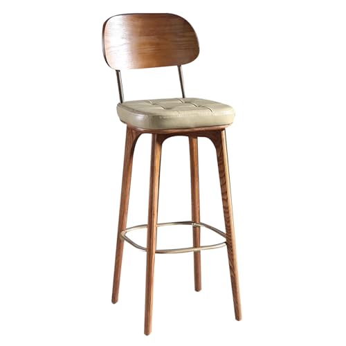 Taburete de bar tapizado de piel sintética con respaldo y reposapiés para isla de cocina