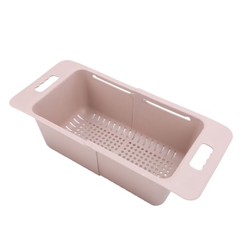 Adjustable Chest Freezer Basket Deep Freezer Organizer with Handle, Expandable Storage Bin Divider for Kitchen (Pink)