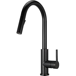 Fregadero Mizzo Mizzo Trigo Grifo Cocina Extraíble con Ducha en Acero Inoxidable Negro | Grifo de Fregadero de Cocina | Caño Alto Giratorio 360° | Monomando con 2 Modos de Rociador