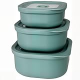 JHKELLDYY 3-Piece Nesting Vented Plastic Food Containers with Lids Airtight...