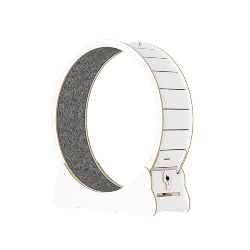 JoFistキャットホイール 猫 ルームランナー 回し車 猫用回し車 ランニングマシーン 猫の車輪 大型 木製 組み立て式 自走式 ランニングホイール エクササイズホイール 室内 らくらく組立式 (ホワイト,XL(15斤以上、直径110CM))