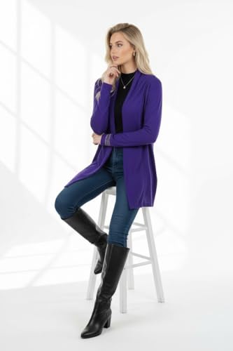 Image of ToBeInStyle Womens Open Front Long Sleeve Lightweight Asymmetrical Draped Cardigan with Side Pockets