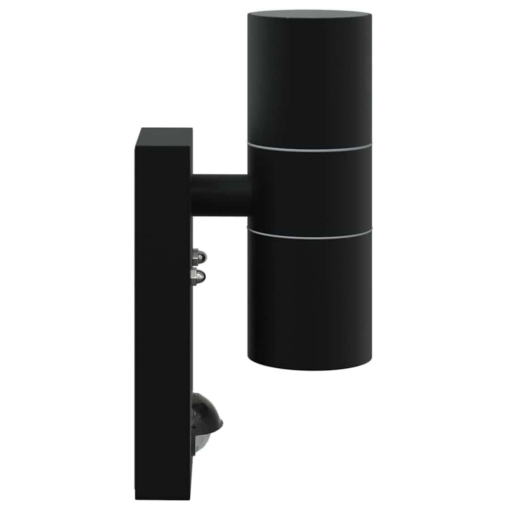 Cylindryczna lampa ścienna zewnętrzna czarna stal nierdzewna i szkło 7 x