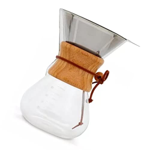 Eminchu para Verter, Gotero de café Manual de Vidrio con Alto Contenido de Borosilicato de 800 Ml, con Filtro de Acero Inoxidable, Ideal para Preparar en el Hogar, la Oficina y la Cocina