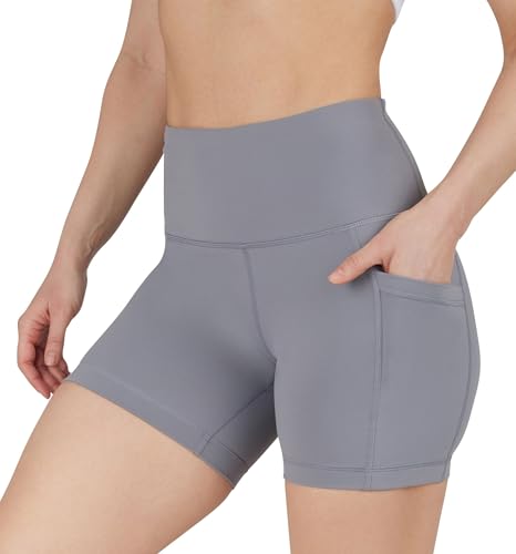 90 Degree By Reflex Womens Biker Shorts High Waisted Squat Proof Running Shorts with Side Pockets Yoga Workout Shorts - Night Owl 5" - XS by 90 Degree By Reflex - Used condition - US$16.82