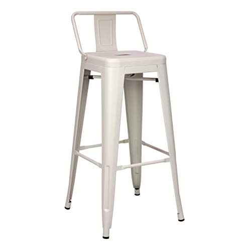 Taburete Industrial Tolix - Taburete Alto con Respaldo Bajo - Acabado Mate (Beige)