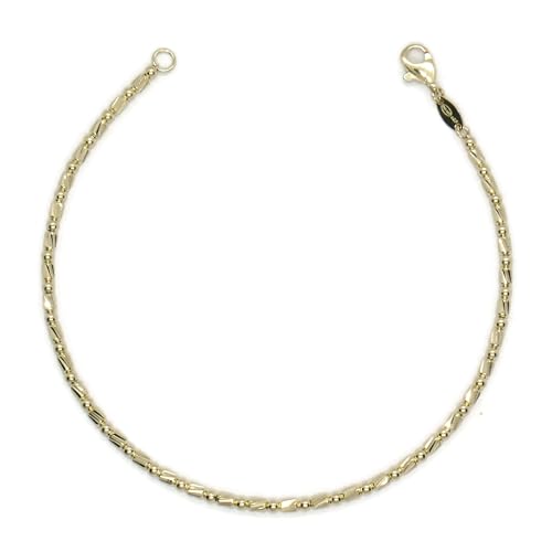 Never Say Never Pulsera de oro amarillo de 18k macizo para mujer con bolas y eslabones satinados. 19.00cm de larga.Peso, 3.60 gr de oro de 18K.
