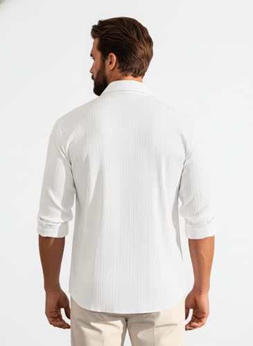 Image of Amazon Brand - INKAST Men's Casual Button Down Shirts Long Sleeve Linen Shirt Fashion Textured Beach Summer Shirt