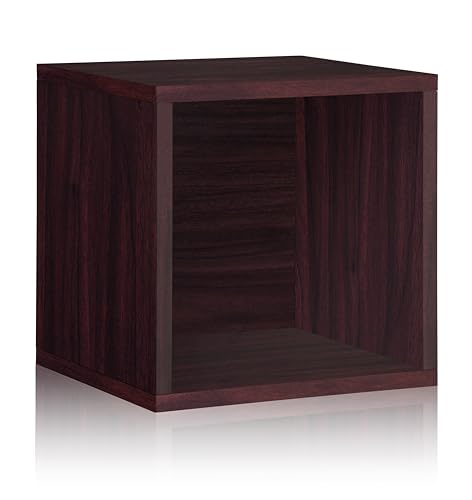 Way Basics Vintage Storage Blox Cube Organizer Shelf (Fits 65-70 Vinyl Records), Espresso