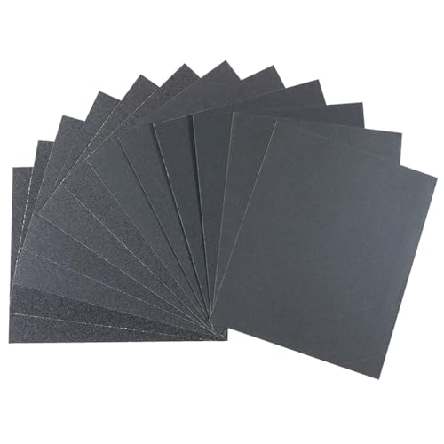Necosthua 12PCS 80 Grit Wet Dry Sandpaper Sheets 9x11 Sand Paper Assortment Pack for Wood Furniture Finishing Drywall Metal Sanding Paper