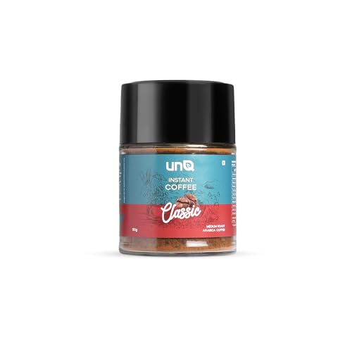 unQ Classic Instant Coffee Powder | Medium Roast | Arabica | Quick Brew | Prepare Hot & Cold | Prepare 25 Cups | 50g
