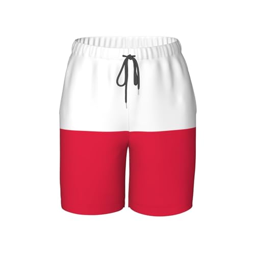 Polish Flag Youth Beach Pants, Soft and Breathable, with Drawstring Waist, Suitable for Sports and Leisure.