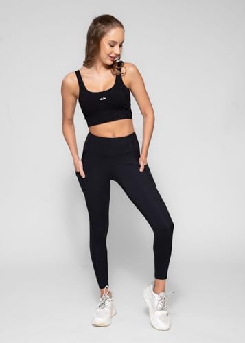 Image of STRCH Women's High Rise Leggings with Side Pocket | Nylon Stretch Gym Tights | Workout, Yoga, Running & Training Activewear | Ankle Length