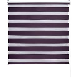 Estor 120X250 Decorblind | Estor Enrollable Doble Capa Noche y Día Instalación Pared o Techo, Medida Estor: 120x250 Ancho x Largo/Medida Tela Estor: 117x245 – Estor Color Violeta, Estor Noche y Día Ventana