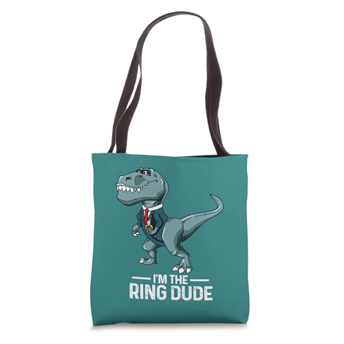 Boys Ring Bearer T-Rex Dinosaur Wedding Party Gift Outfit Tote Bag miniatura 1