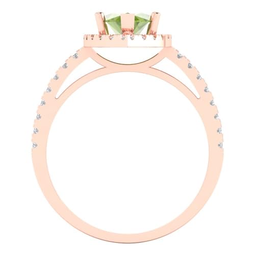 Clara Pucci 2.38 tcw Marquise Cut Engagement Ring for Women, 14K Solid Gold, Rose Gold, Halo Natural Peridot Bridal Anniversary Promise Ring4