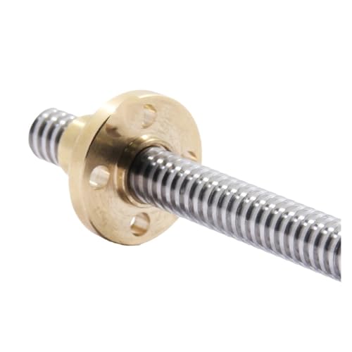 Metal Ball Screw nut Lead-8mm 304 Stainless Steel Trapezoidal Rod T8 Lead Screw with Brass Nut for 3D Printer Linear Guides Stepper Motor(200mm)