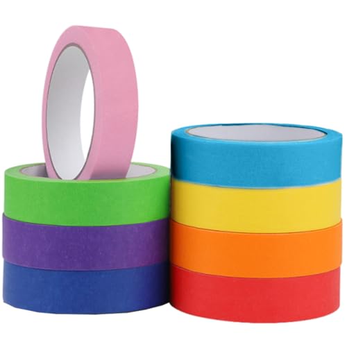KEQAR - KEQAR Lot de 8 rouleaux de ruban crêpe coloré 15 mm×13 m – adhérence renforcée, 8 couleurs arc-en-ciel - -15%