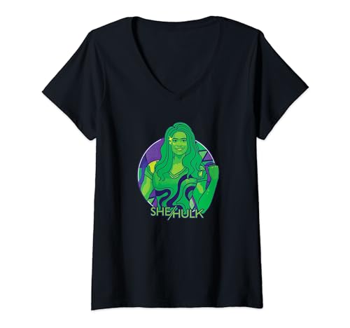 T-Shirt She-Hulk Marvel Studios femme col en V vêtement imprimé héroïne bande dessinée