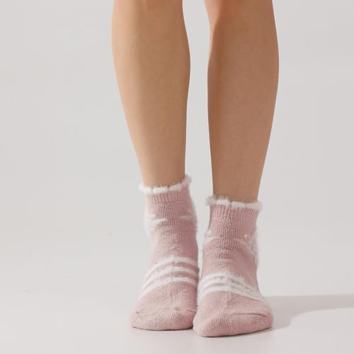 Image of Fszsaa Merino Wool Low Ankle Socks For Women - Knit Warm Fuzzy Casual Home Socks For Winter