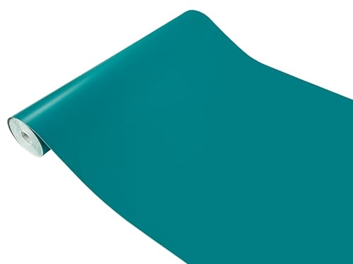 DecoMeister Vinilo Adhesivo Para Pared Muebles Turquesa Azul Mate Papel Autoadhesivo de PVC Para Cocina Armario Bricolaje Lámina Decorativa Película Para Forrar En Rollo 45 x 100 cm Por Metros