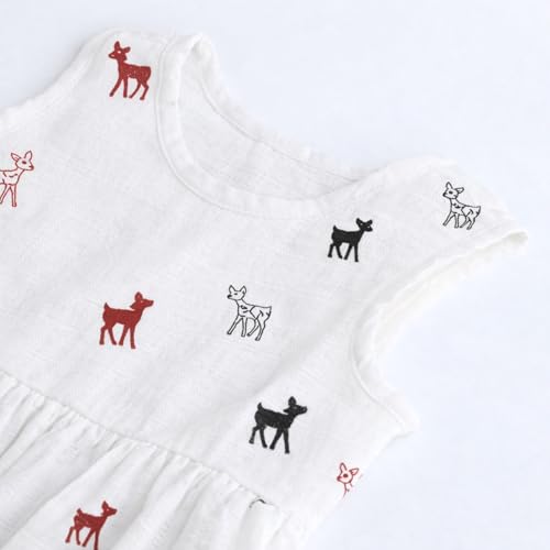 Image of The Boo Boo Club Girls Cotton Muslin Printed Dress | Short Sleeve Knee-Length Summer Girls Frock | Soft Breathable