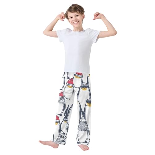 ZZXXB Winter Cartoon Penguins Boys Long Pants Soft Trousers Elastic Waist Kids Lounge Bottoms with Pockets S-XL2