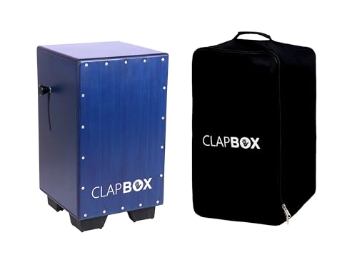 Image of Clapbox Adjustable Snare Cajon CB40 Blue WITH BAG, Birch Wood (H:50 W:30 L:30) - 3 Internal Snare