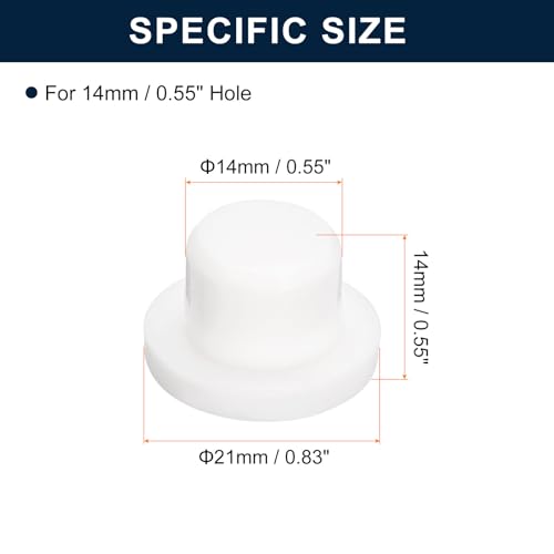 Image of uxcell 20 Pieces White Rubber Stopper, S14 Waterproof Plug Holes for 14mm / 0.55 inch Hole