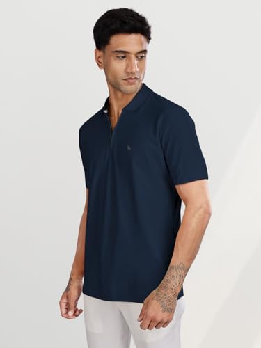 Image of BULLMER Trendy Solid Zipper Collar /Polo Neck Tshirt for Men