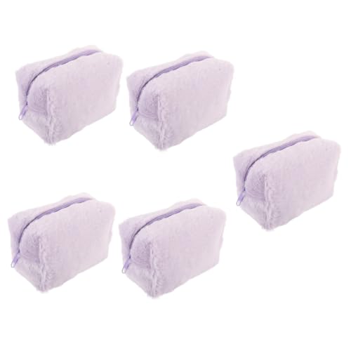 5 Pezzi Di Peluche Per Cosmetici Da Toeletta Porta Trucchi Borsa Da Campeggio Da Compatta Con Cerniera Elegante