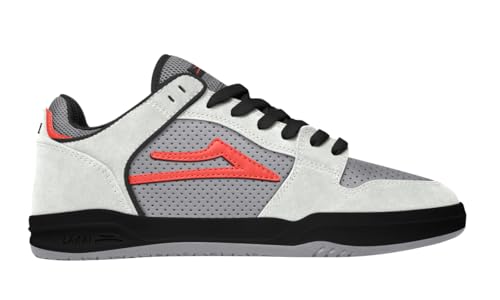 Lakai Telford Low Men’s Skate Shoes – White Dove Coral Skateboarding Shoes for Men – Size 10.5