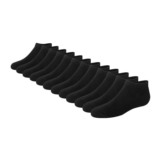 Hanes boys Extra Durable No Show Multipack athletic socks, Black - 12 Pack, Large 3-9 US