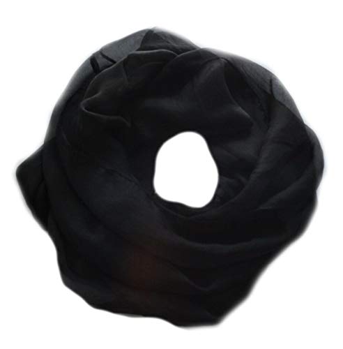 Euly Seide LoopSchal Schlauchschal Rundschal Halstuch Tuch Schal Uni für Frühling Sommer Ganzjährig (Schwarz)