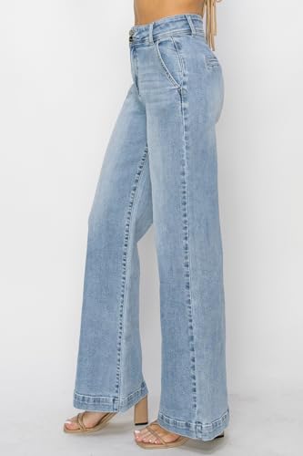 SALT TREE Risen Jeans - High Rise Double Button Wide Jeans - RDP57653