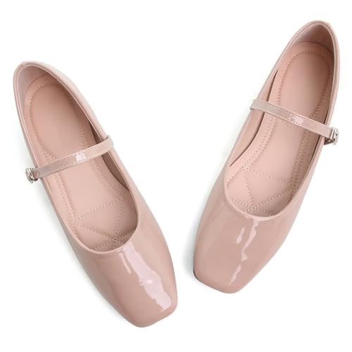 Image of LUXINYU Women's Slip on Flats,Classy Round Toe Solid Classic Mary Jane Ballet Dance Shoes Soft Comfortable PU Flat Shoes