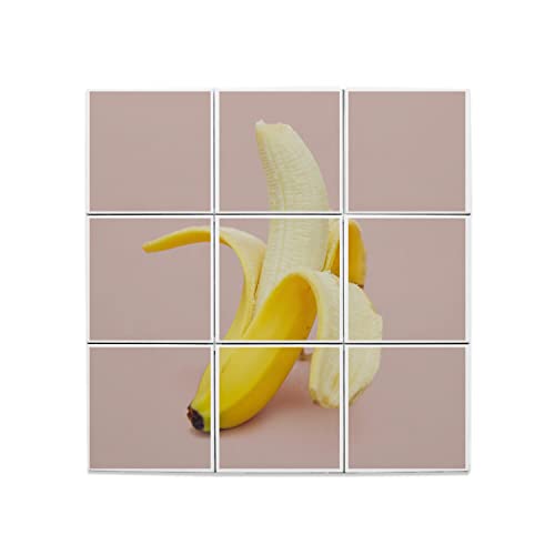 Carreaux céramique décoratif lot de 9 motif banane rose 45,6cm
