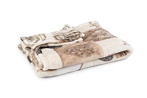 CosìCasa Couverture polaire réversible de 240 g/m² 130 x 160 cm | Plaid chaud et super doux | flanelle lit simple microfibre polyester | Motif shabby chic gris double face Cover