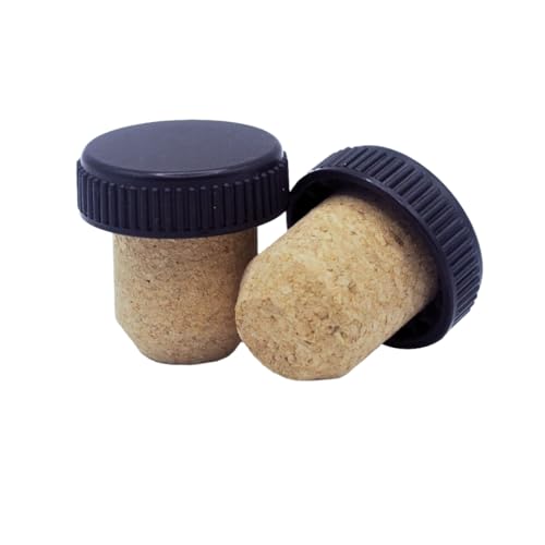 Jelinek Cork Bar Top Stopper with Ribbed Black Cap (bag of 50) - 19.5 mm Stem