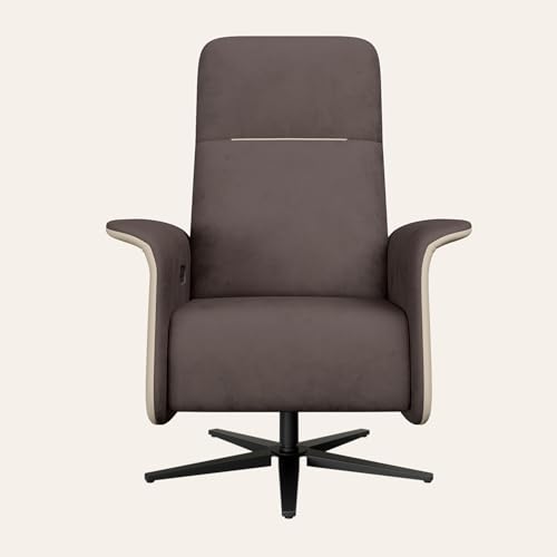 Image of Interio by Godrej TuneIn Motorised 1-Seater Fabric Recliner Chair with USB Ports 3-Year Warranty, Brown, Adjustable Headrest