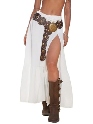 Women High Waist Solid Color Slit Skirt with Summer Summer Skirt